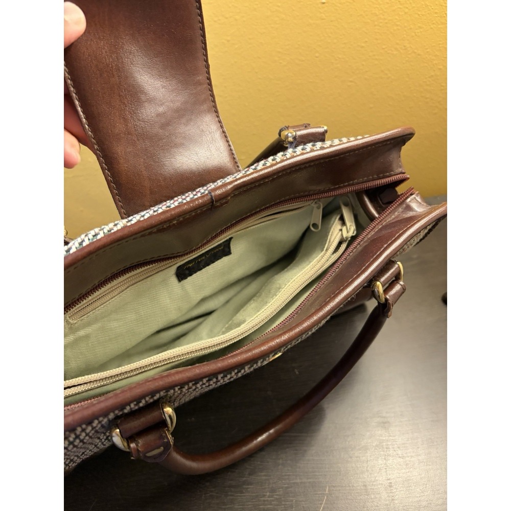 Warren Reed Vintage Tweed and Leather Satchel Doctor Bag Brown Medium - Picture 8 of 15